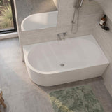Fienza Isabella Acrylic Right Corner Bathtub NO Overflow 1500mm - Gloss White/ Matt White