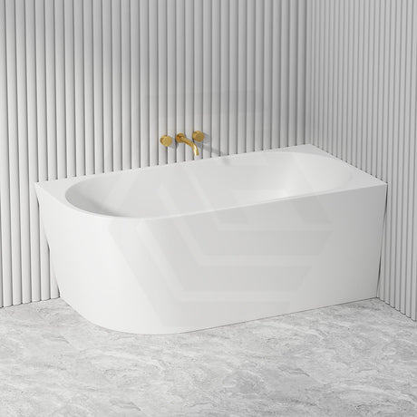 Fienza Isabella 1500mm Acrylic Right Corner Bathtub NO Overflow Gloss/Matt White