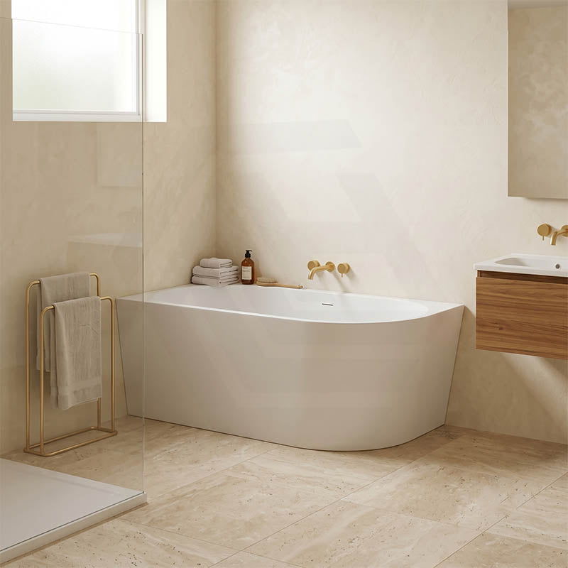 Fienza Isabella Acrylic Left/Right Corner Bathtub with Overflow 1500/1700mm - Gloss White / Matt White