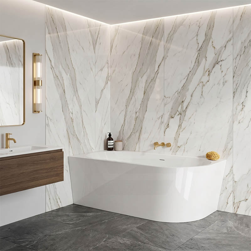 Fienza Isabella Acrylic Left/Right Corner Bathtub with Overflow 1500/1700mm - Gloss White / Matt White