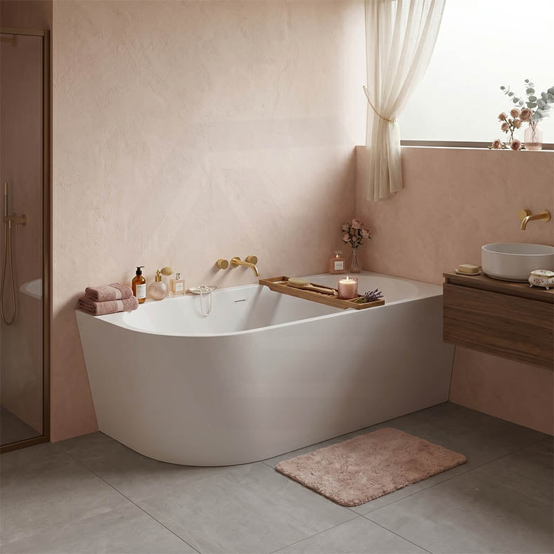 Fienza Isabella Acrylic Left/Right Corner Bathtub with Overflow 1500/1700mm - Gloss White / Matt White