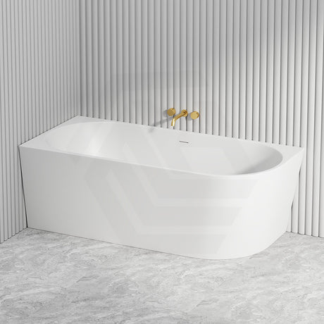 Fienza Isabella 1500/1700mm Acrylic Left/Right Corner Bathtub with Overflow Gloss/Matt White