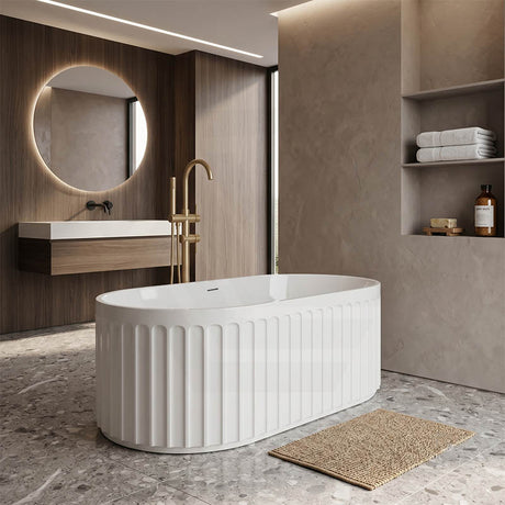 Fienza Eleanor Acrylic Oval Freestanding Bathtub with Overflow 1500/1700mm - Gloss White