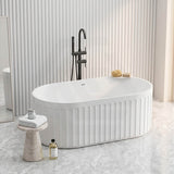 Fienza Eleanor Acrylic Oval Freestanding Bathtub with Overflow 1500/1700mm - Gloss White