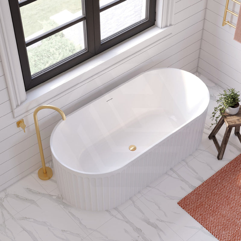 Fienza Eleanor Acrylic Oval Freestanding Bathtub with Overflow 1500/1700mm - Gloss White