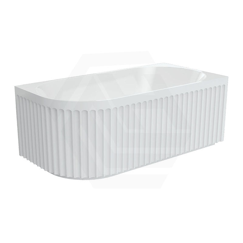 Fienza Eleanor Acrylic Fluted Left/Right Corner Bathtub Overflow Available 1500mm - Gloss White