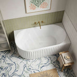 Fienza Eleanor Acrylic Fluted Left/Right Corner Bathtub Overflow Available 1500mm - Gloss White