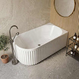 Fienza Eleanor Acrylic Fluted Left/Right Corner Bathtub Overflow Available 1500mm - Gloss White