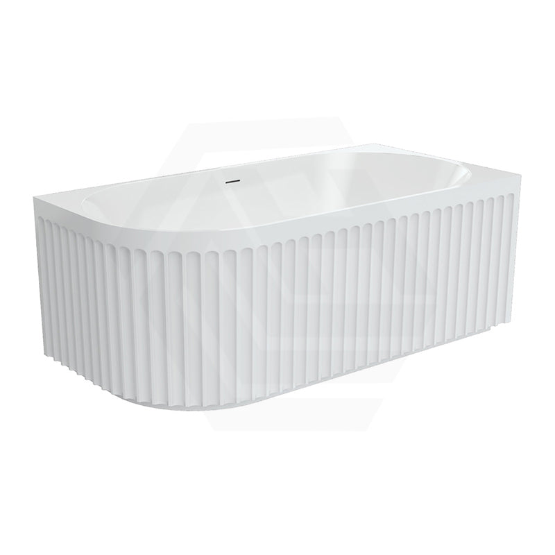 Fienza Eleanor Acrylic Fluted Left/Right Corner Bathtub Overflow Available 1500mm - Gloss White