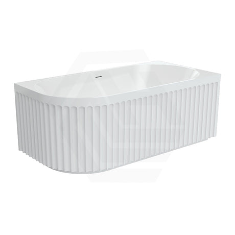 Fienza Eleanor 1500mm Acrylic Fluted Left/Right Corner Bathtub Gloss White Overflow Available