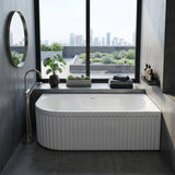 Fienza Eleanor Acrylic Fluted Left/Right Corner Bathtub Overflow Available 1500mm - Gloss White