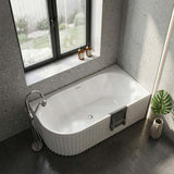 Fienza Eleanor Acrylic Fluted Left/Right Corner Bathtub Overflow Available 1500mm - Gloss White