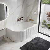 Fienza Eleanor Acrylic Fluted Left/Right Corner Bathtub Overflow Available 1500mm - Gloss White