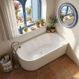 Fienza Eleanor Acrylic Fluted Left/Right Corner Bathtub Overflow Available 1500mm - Gloss White
