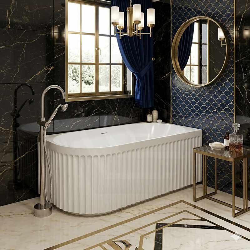 Fienza Eleanor Acrylic Fluted Left/Right Corner Bathtub Overflow Available 1500mm - Gloss White