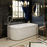 Fienza Eleanor Acrylic Fluted Left/Right Corner Bathtub Overflow Available 1500mm - Gloss White