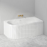 Fienza Eleanor Acrylic Fluted Left/Right Corner Bathtub Overflow Available 1500mm - Gloss White