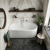 Fienza Eleanor Acrylic Fluted Left/Right Corner Bathtub Overflow Available 1500mm - Gloss White