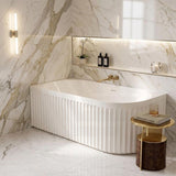 Fienza Eleanor Acrylic Fluted Left/Right Corner Bathtub Overflow Available 1500mm - Gloss White