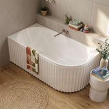 Fienza Eleanor Acrylic Fluted Left/Right Corner Bathtub Overflow Available 1500mm - Gloss White