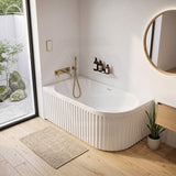 Fienza Eleanor Acrylic Fluted Left/Right Corner Bathtub Overflow Available 1500mm - Gloss White
