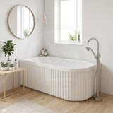 Fienza Eleanor Acrylic Fluted Left/Right Corner Bathtub Overflow Available 1500mm - Gloss White