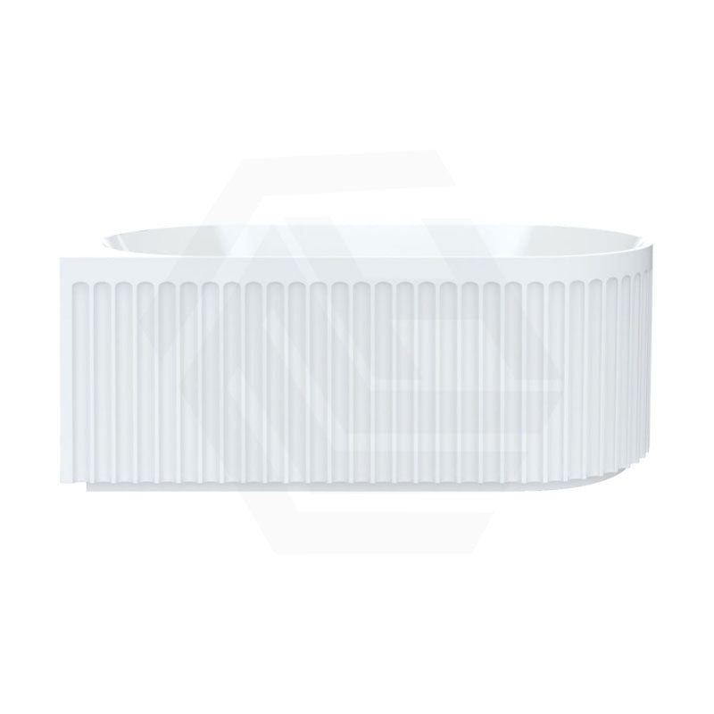 Fienza Eleanor Acrylic Fluted Left/Right Corner Bathtub Overflow Available 1500mm - Gloss White