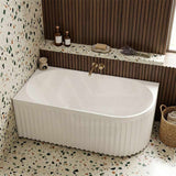 Fienza Eleanor Acrylic Fluted Left/Right Corner Bathtub Overflow Available 1500mm - Gloss White