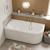 Fienza Eleanor Acrylic Fluted Left/Right Corner Bathtub Overflow Available 1500mm - Gloss White
