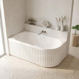 Fienza Eleanor Acrylic Fluted Left/Right Corner Bathtub Overflow Available 1500mm - Gloss White