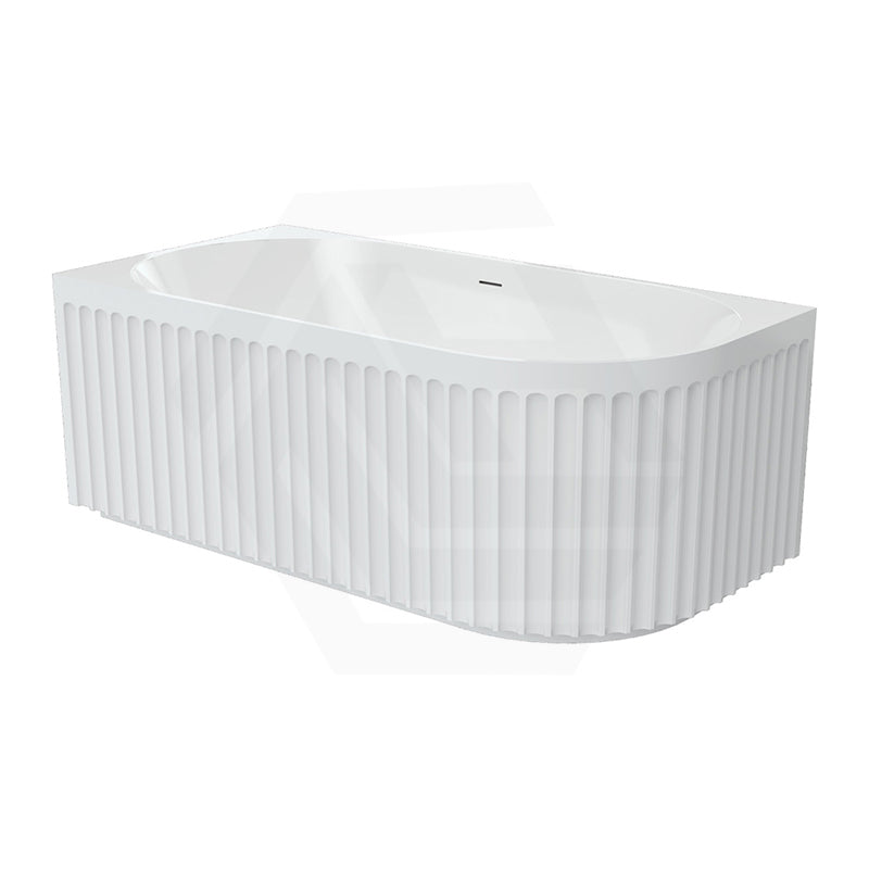 Fienza Eleanor Acrylic Fluted Left/Right Corner Bathtub Overflow Available 1500mm - Gloss White