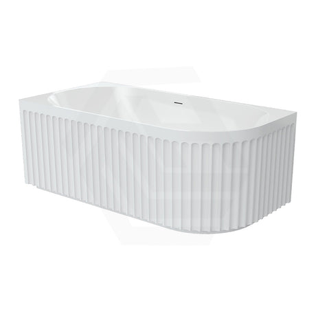 Fienza Eleanor 1500mm Acrylic Fluted Left/Right Corner Bathtub Gloss White Overflow Available