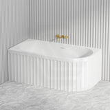 Fienza Eleanor Acrylic Fluted Left/Right Corner Bathtub Overflow Available 1500mm - Gloss White