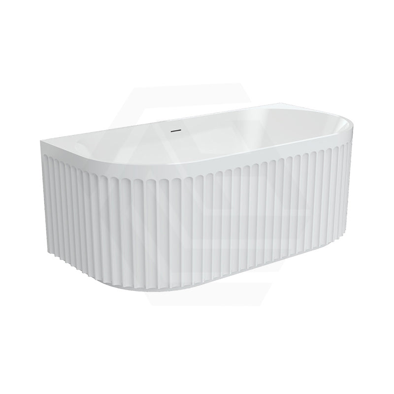 Fienza Eleanor Acrylic Fluted Back To Wall Bathtub with Overflow 1500/1700mm - Gloss White