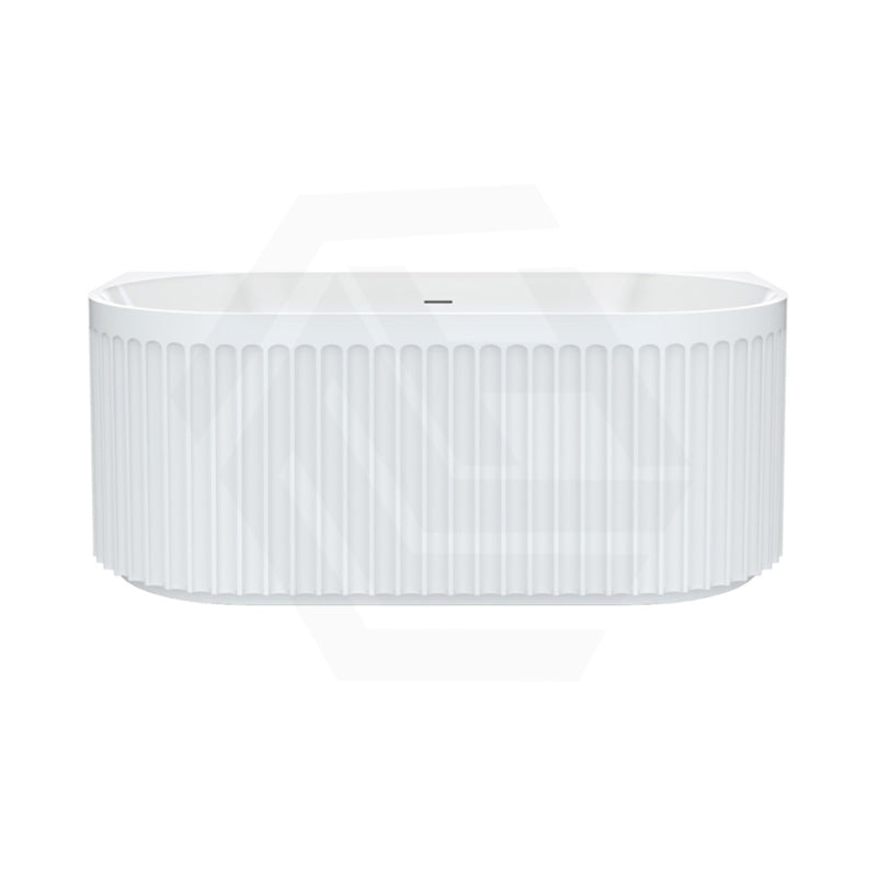 Fienza Eleanor Acrylic Fluted Back To Wall Bathtub with Overflow 1500/1700mm - Gloss White