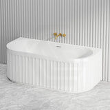 Fienza Eleanor Acrylic Fluted Back To Wall Bathtub with Overflow 1500/1700mm - Gloss White