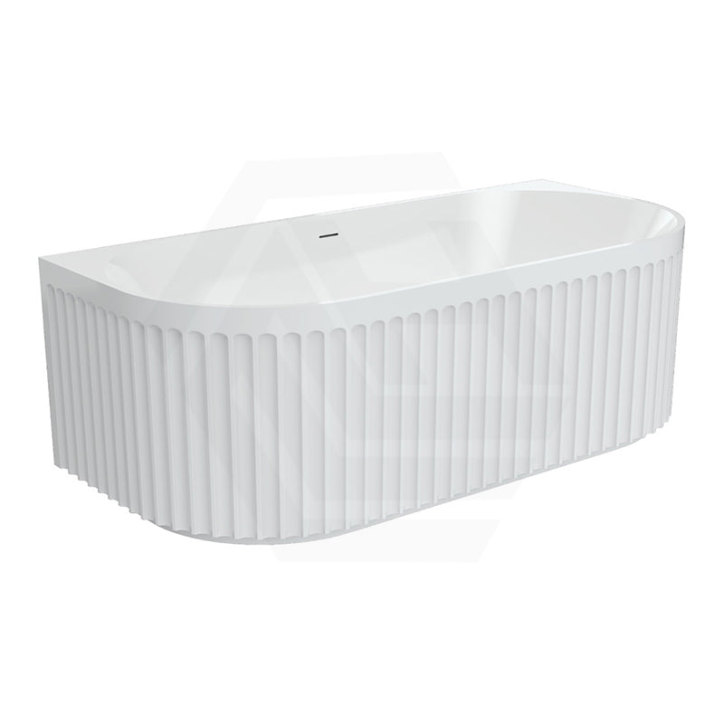 Fienza Eleanor Acrylic Fluted Back To Wall Bathtub with Overflow 1500/1700mm - Gloss White