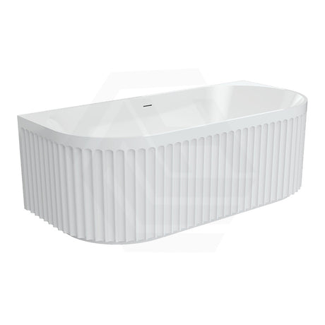 Fienza Eleanor 1500/1700mm Acrylic Fluted Back To Wall Bathtub with Overflow Gloss White