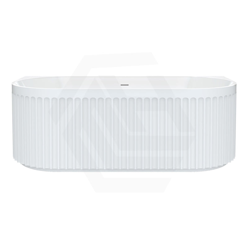 Fienza Eleanor Acrylic Fluted Back To Wall Bathtub with Overflow 1500/1700mm - Gloss White