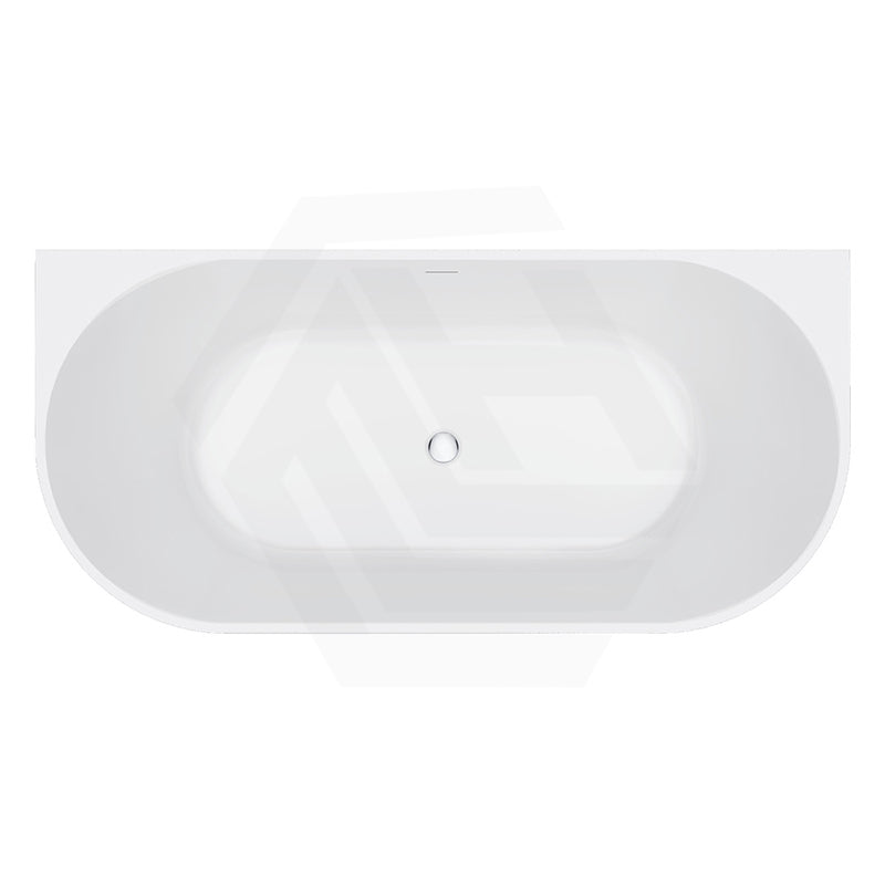 Fienza Eleanor Acrylic Fluted Back To Wall Bathtub with Overflow 1500/1700mm - Gloss White