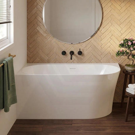 Fienza Chloe Acrylic Corner Bathtub with Overflow 1400mm - Gloss White