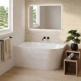 Fienza Chloe Acrylic Corner Bathtub with Overflow 1400mm - Gloss White