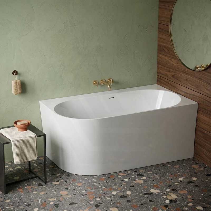 Fienza Chloe Acrylic Corner Bathtub with Overflow 1400mm - Gloss White