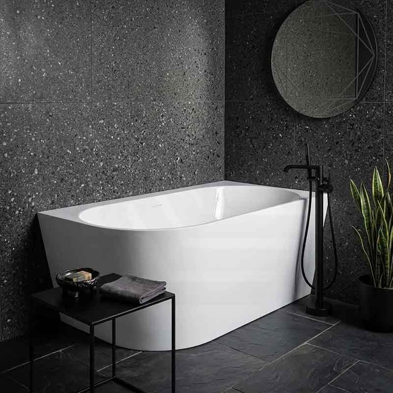 Fienza Chloe Acrylic Corner Bathtub with Overflow 1400mm - Gloss White