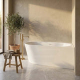 Fienza Chloe Acrylic Corner Bathtub with Overflow 1400mm - Gloss White