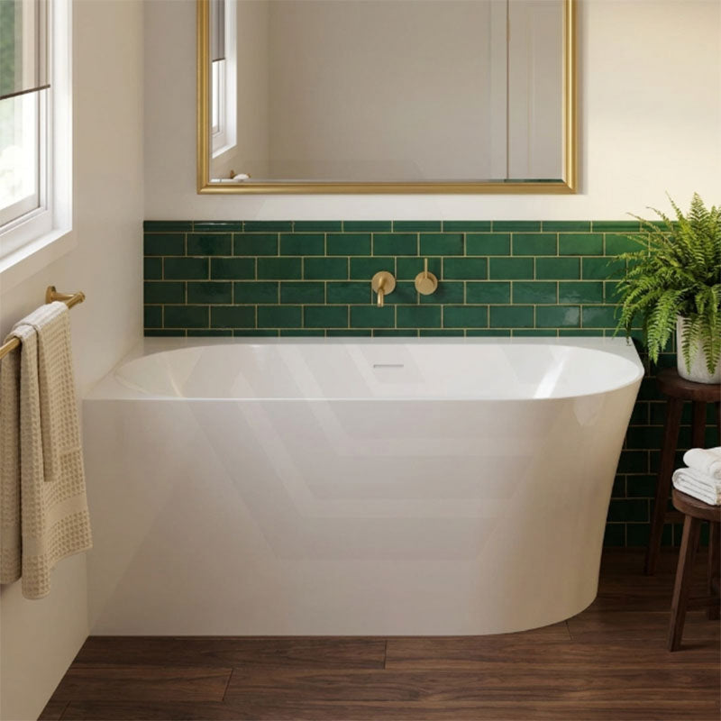 Fienza Chloe Acrylic Corner Bathtub with Overflow 1400mm - Gloss White