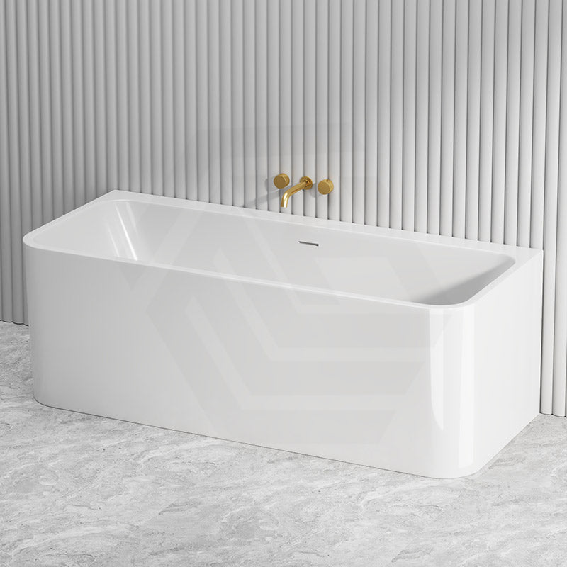 Fienza Delta Acrylic Back To Wall Bathtub with Overflow 1700mm - Gloss White