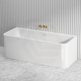 Fienza Delta Acrylic Back To Wall Bathtub with Overflow 1700mm - Gloss White
