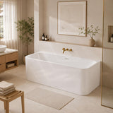Fienza Delta Acrylic Back To Wall Bathtub with Overflow 1700mm - Gloss White