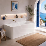 Fienza Delta Acrylic Back To Wall Bathtub with Overflow 1700mm - Gloss White